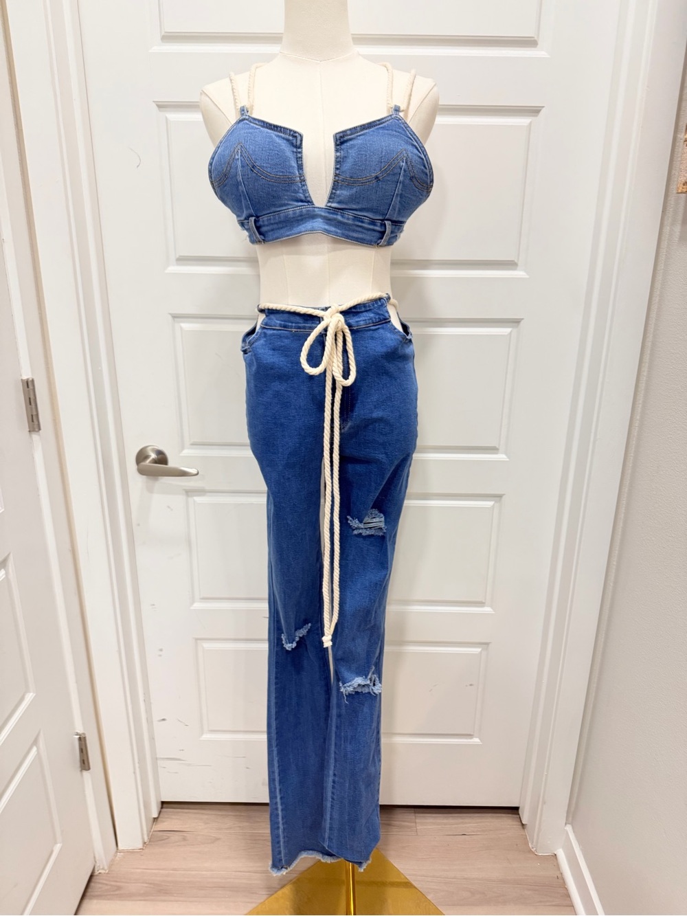 Athina Blue Denim Two-Piece Set NWT - Picture 5 of 16